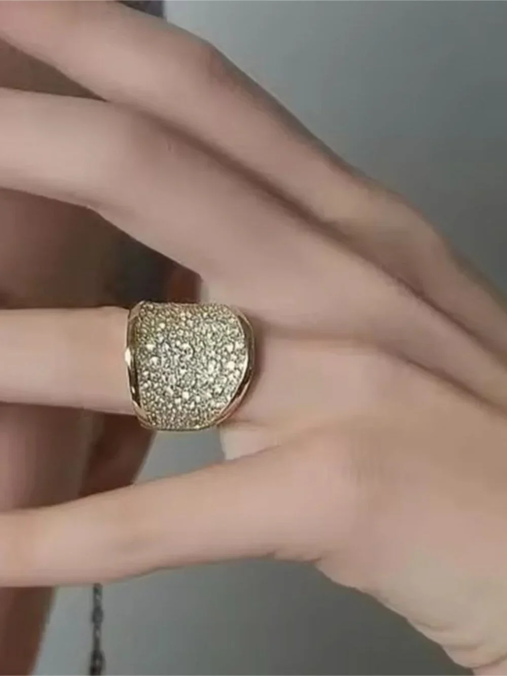Glam Luxury Gold Crystal Pave Cocktail Ring
